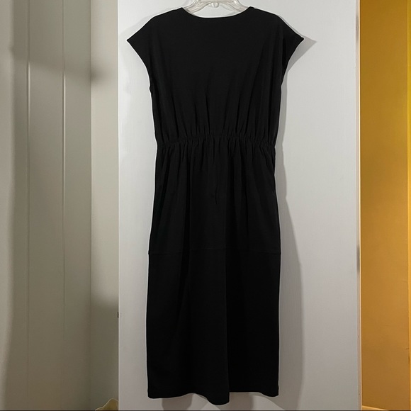 NWT Vince popover dress with drawstring waist in black cotton jersey. Sz: Small - Picture 3 of 5